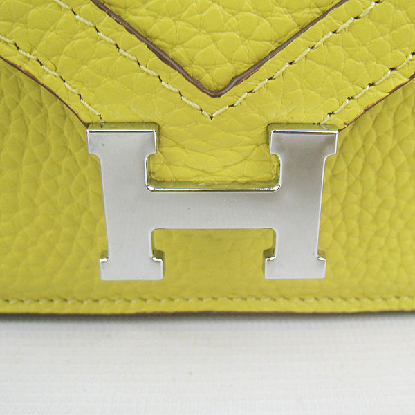 7A Hermes Togo Leather Messenger Bag Lemon With Silver Hardware H021 Replica - Click Image to Close